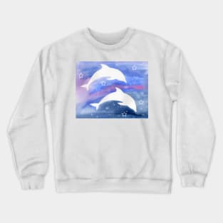 Dolphin Silhouette with watercolor background Crewneck Sweatshirt